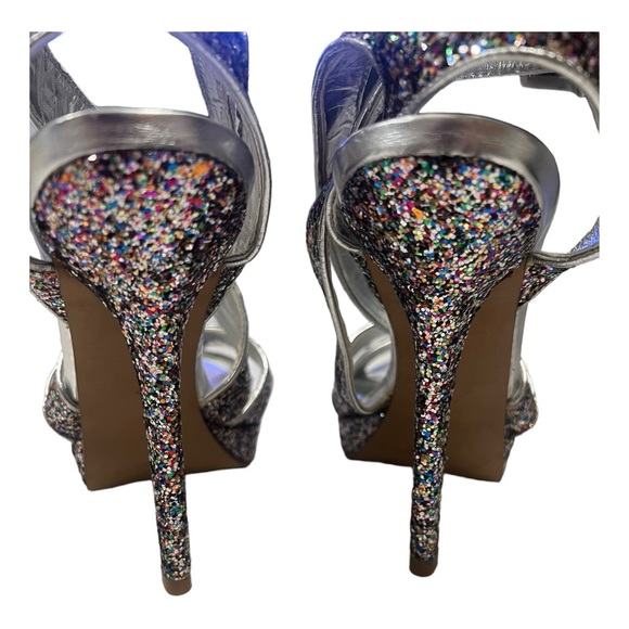 Charles Multicolor Coarse Glitter Platform Heel Stiletto Sandal Size 7 NWOT - Picture 1 of 5